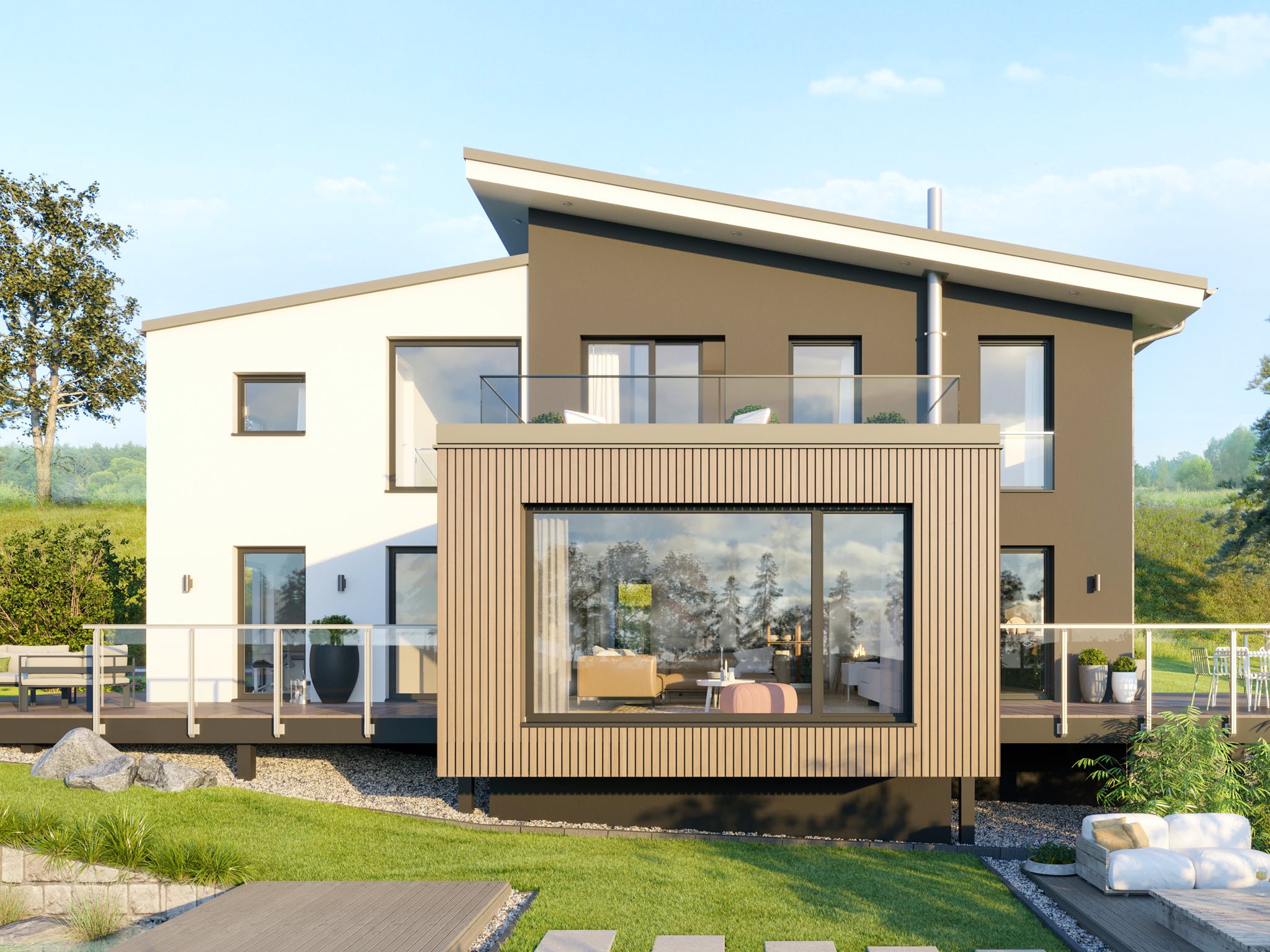 Fertighaus CONCEPT-M 170 Villingen-Schwenningen von Bien-Zenker Schlüsselfertig ab 459041€, Pultdachhaus Außenansicht 1
