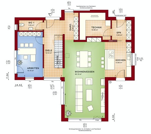 Fertighaus CONCEPT-M 170 Villingen-Schwenningen von Bien-Zenker Schlüsselfertig ab 478897€, Pultdachhaus Grundriss 1