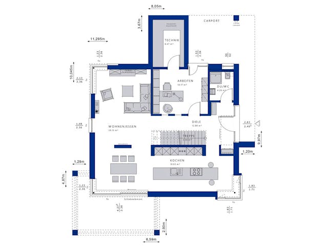 Fertighaus CONCEPT-M 172 Köln von Bien-Zenker Schlüsselfertig ab 772237€, Satteldach-Klassiker Grundriss 1