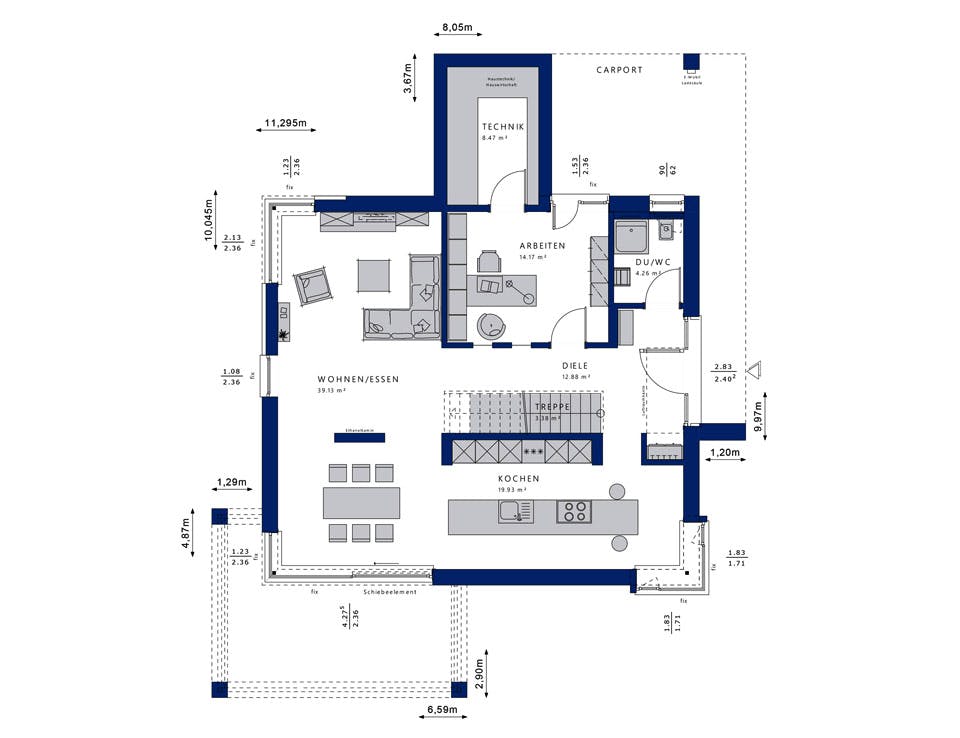 Fertighaus CONCEPT-M 172 Köln von Bien-Zenker Schlüsselfertig ab 630540€, Satteldach-Klassiker Grundriss 1