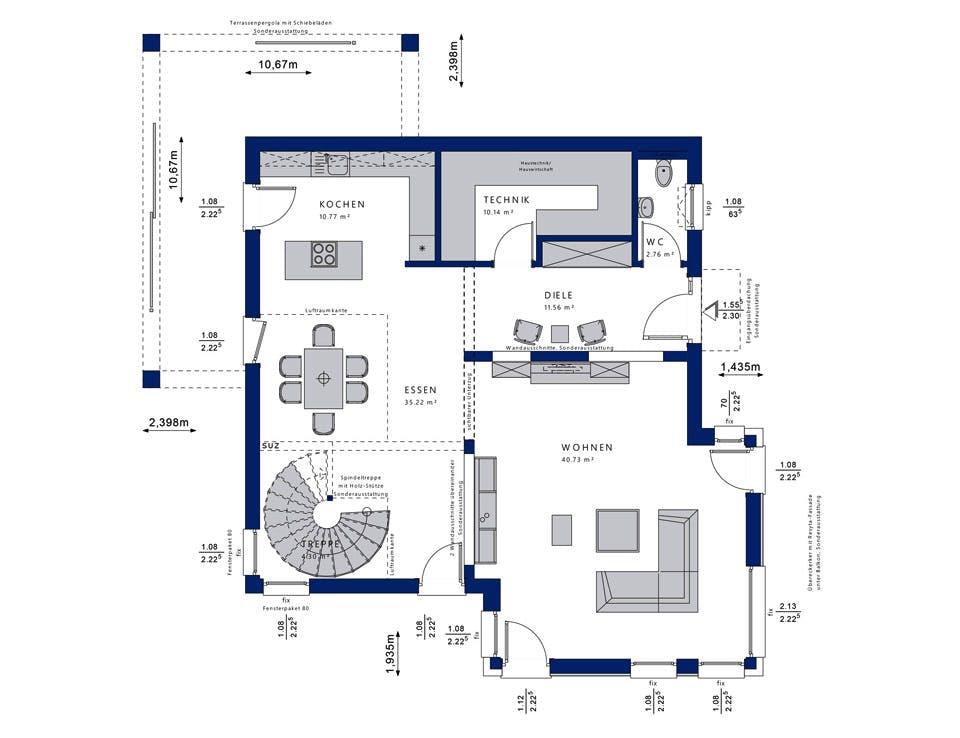 Fertighaus CONCEPT-M 193 Potsdam von Bien-Zenker Schlüsselfertig ab 603029€, Stadtvilla Grundriss 1