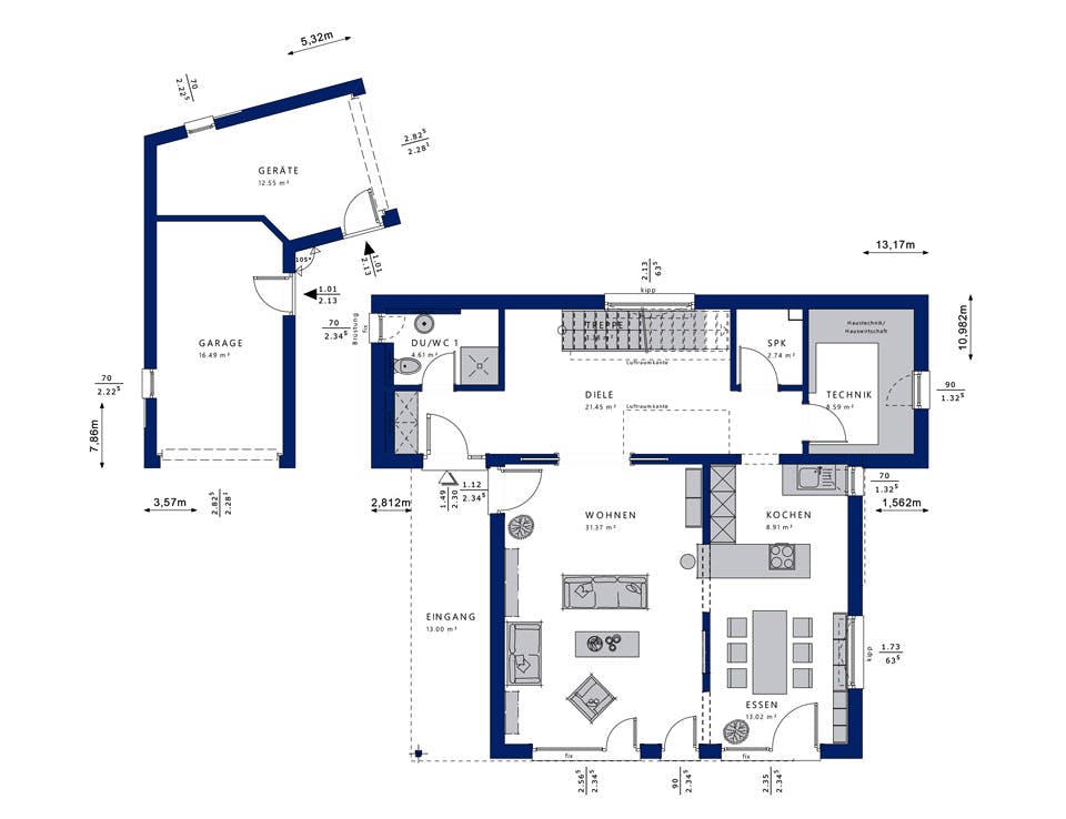 Fertighaus CONCEPT-M 198 Mülheim-Kärlich von Bien-Zenker Schlüsselfertig ab 522736€, Grundriss 1