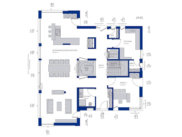 Fertighaus CONCEPT-M 210 Günzburg von Bien-Zenker Schlüsselfertig ab 834028€, Satteldach-Klassiker Grundriss 1