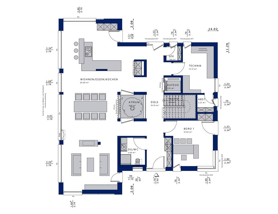 Fertighaus CONCEPT-M 210 Günzburg von Bien-Zenker Schlüsselfertig ab 705762€, Satteldach-Klassiker Grundriss 1