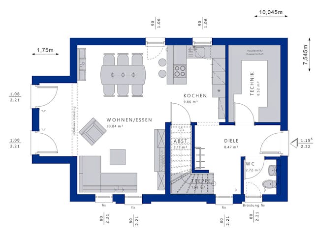 Fertighaus EDITION 120 V2 von Bien-Zenker Schlüsselfertig ab 298684€, Satteldach-Klassiker Grundriss 1