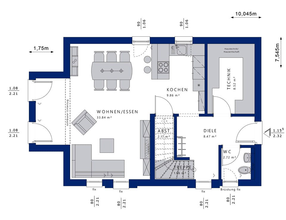 Fertighaus EDITION 120 V2 von Bien-Zenker Schlüsselfertig ab 250686€, Satteldach-Klassiker Grundriss 1