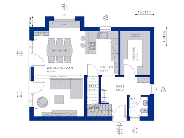 Fertighaus EDITION 120 V4 von Bien-Zenker Schlüsselfertig ab 298452€, Satteldach-Klassiker Grundriss 1