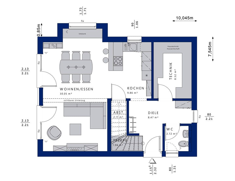 Fertighaus EDITION 120 V4 von Bien-Zenker Schlüsselfertig ab 250799€, Satteldach-Klassiker Grundriss 1