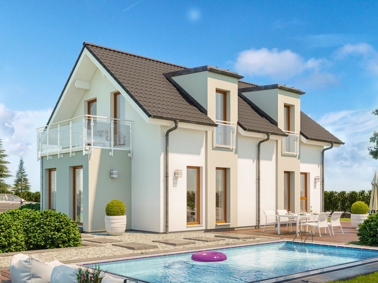 Fertighaus EDITION 120 V2 von Bien-Zenker Schlüsselfertig ab 328295€, Satteldach-Klassiker Außenansicht 1