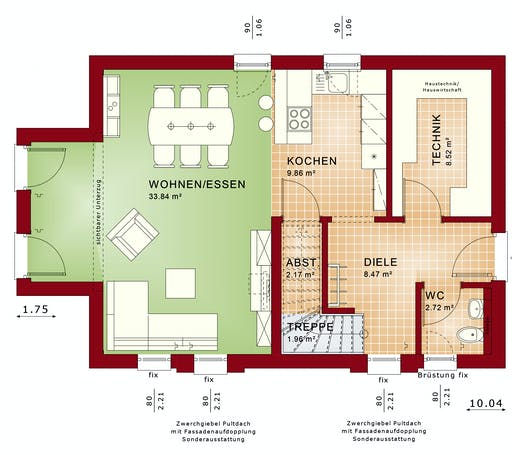 Fertighaus EDITION 120 V2 von Bien-Zenker Schlüsselfertig ab 250686€, Satteldach-Klassiker Grundriss 1