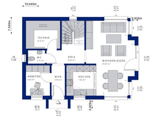Fertighaus EDITION 123 V2 von Bien-Zenker Schlüsselfertig ab 328871€, Satteldach-Klassiker Grundriss 1