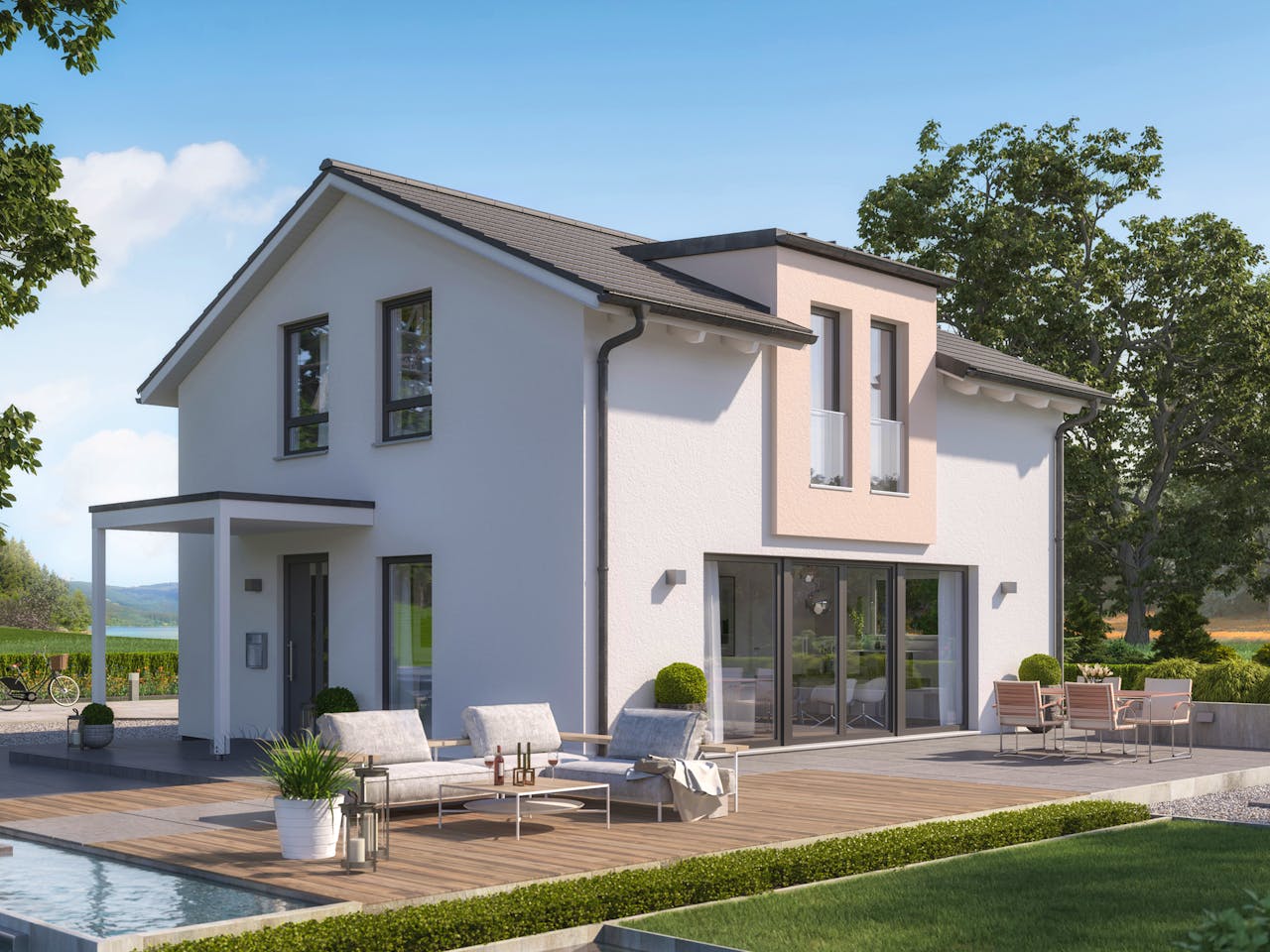 Fertighaus EDITION 125 V3 von Bien-Zenker Schlüsselfertig ab 332796€, Satteldach-Klassiker Außenansicht 1