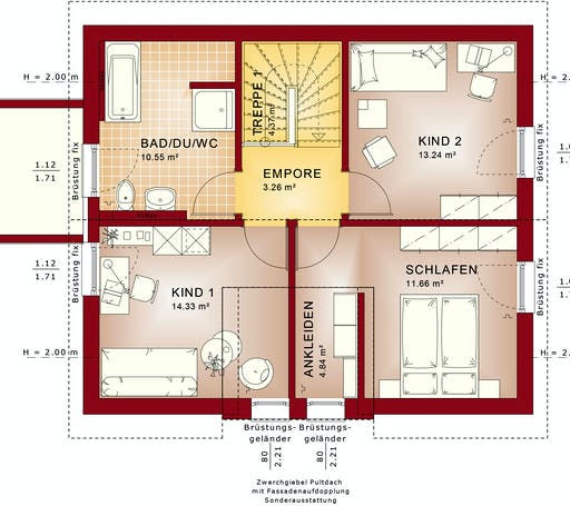 Fertighaus EDITION 125 V3 von Bien-Zenker Schlüsselfertig ab 254131€, Satteldach-Klassiker Grundriss 2