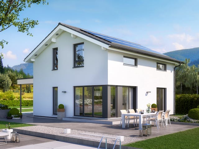 Modernes Einfamilienhaus mit Satteldach & PV-Anlage als Niedrigenergiehaus