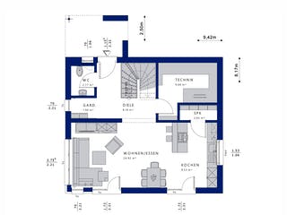 Fertighaus EDITION 125 V4 von Bien-Zenker Schlüsselfertig ab 332796€, Satteldach-Klassiker Grundriss 1