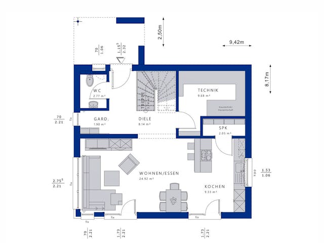 Fertighaus EDITION 125 V4 von Bien-Zenker Schlüsselfertig ab 332796€, Satteldach-Klassiker Grundriss 1 Fertighaus EDITION 125 V4 von Bien-Zenker Schlüsselfertig ab 332796€, Satteldach-Klassiker Grundriss 1