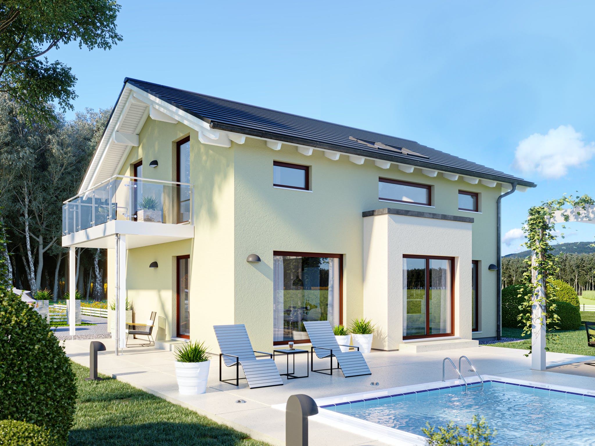 Fertighaus EDITION 134 V4 von Bien-Zenker Schlüsselfertig ab 289883€, Satteldach-Klassiker Außenansicht 1