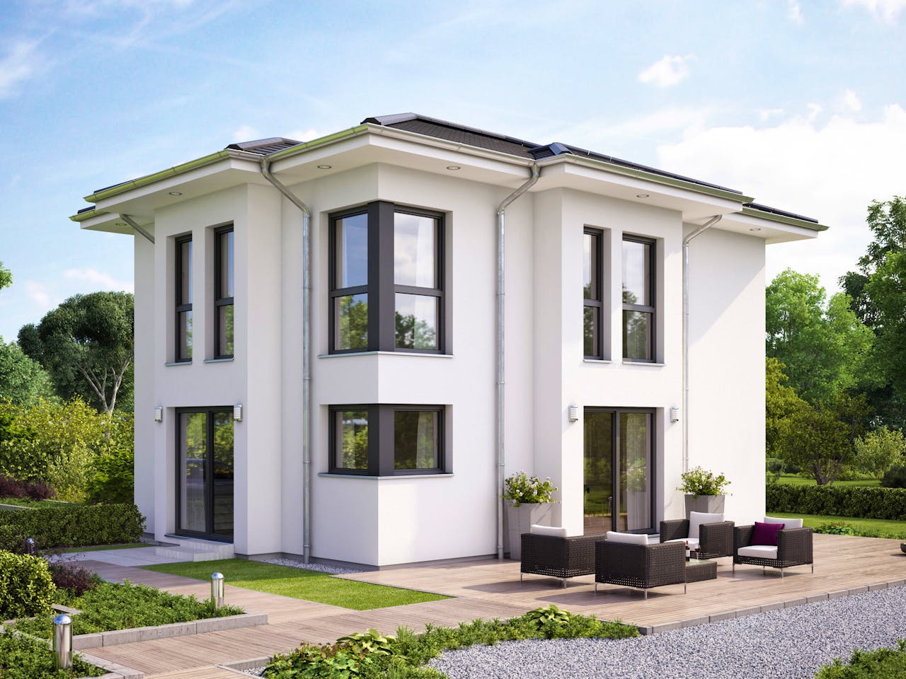 Fertighaus EVOLUTION 122 V6 von Bien-Zenker Schlüsselfertig ab 381970€, Stadtvilla Außenansicht 1