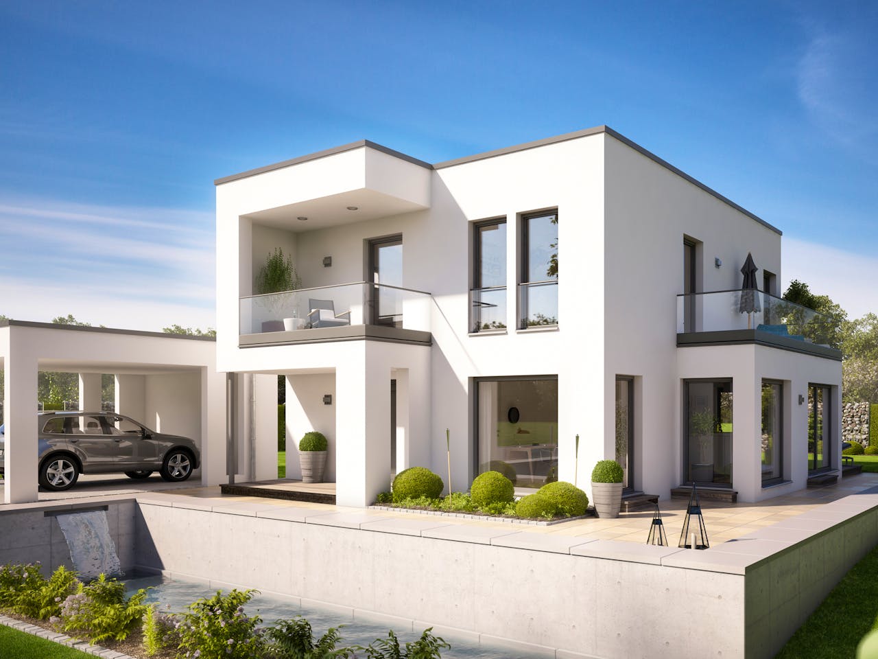 Fertighaus EVOLUTION 134 V5 von Bien-Zenker Schlüsselfertig ab 387996€, Cubushaus Außenansicht 1