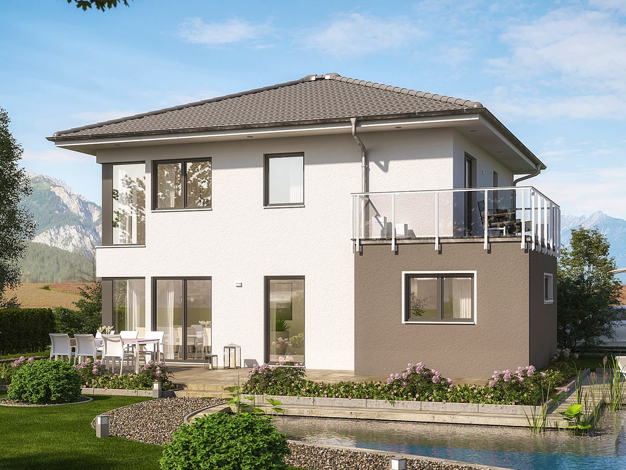 Fertighaus EVOLUTION 136 V4 von Bien-Zenker Schlüsselfertig ab 395884€, Stadtvilla Außenansicht 1