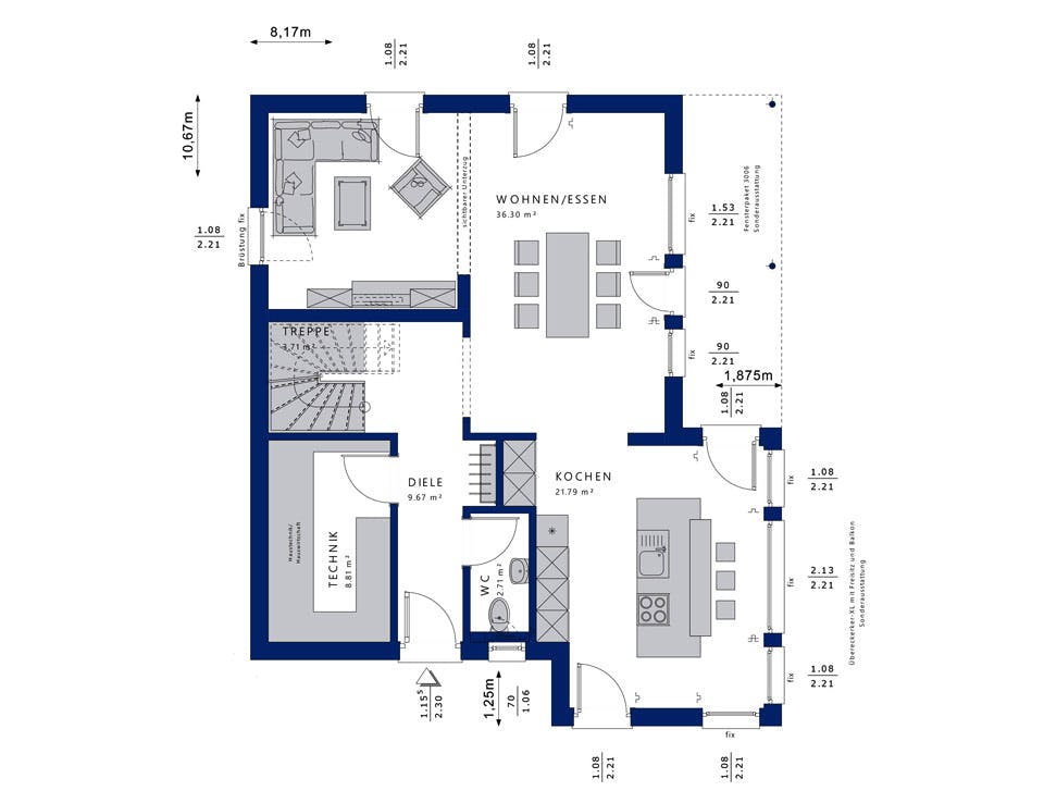 Fertighaus EVOLUTION 139 V5 von Bien-Zenker Schlüsselfertig ab 365557€, Cubushaus Grundriss 1