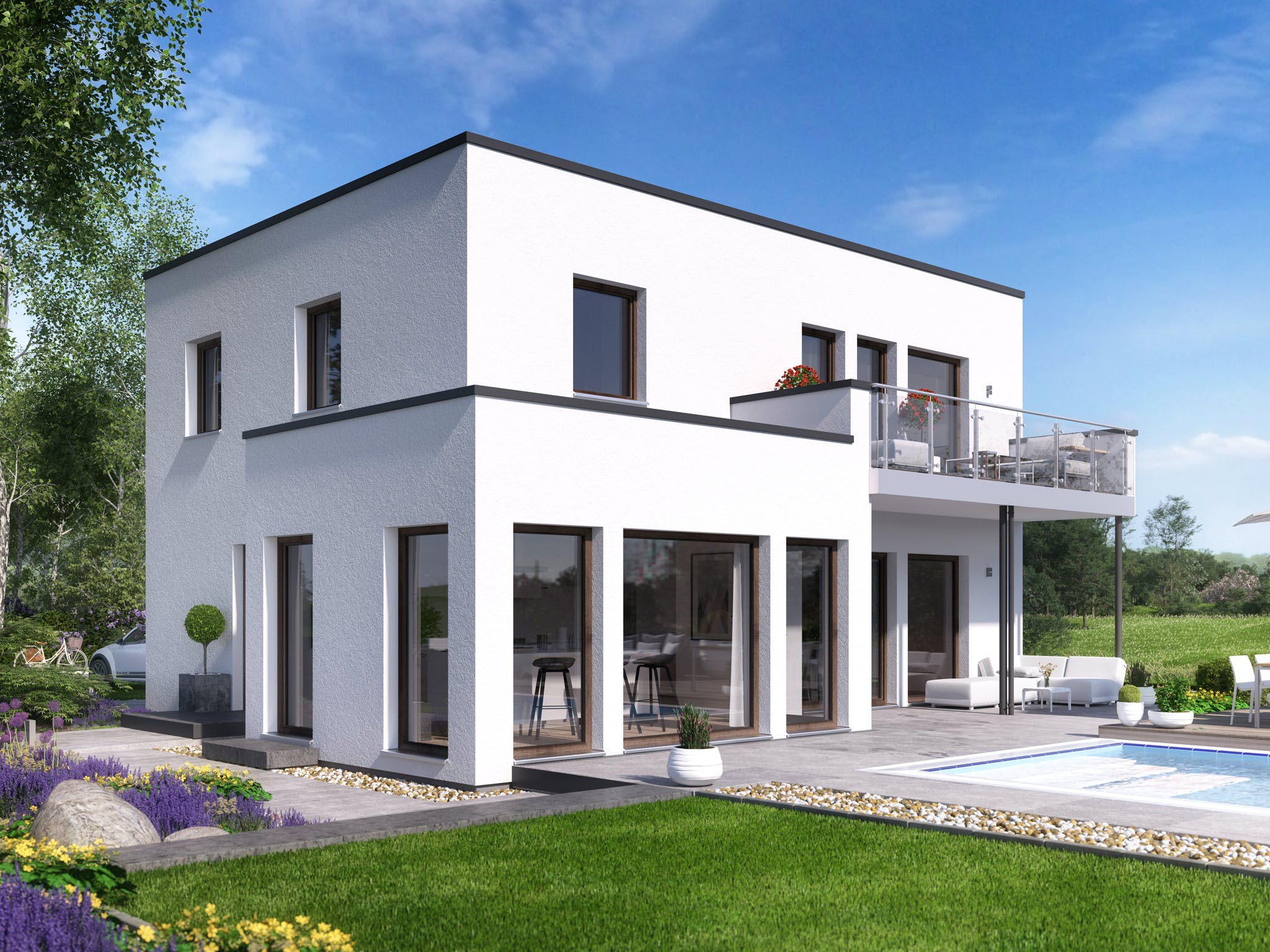 Fertighaus EVOLUTION 139 V5 von Bien-Zenker Schlüsselfertig ab 365557€, Cubushaus Außenansicht 1