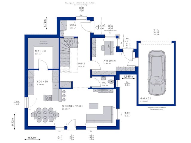 Fertighaus EVOLUTION 143 V5 von Bien-Zenker Schlüsselfertig ab 371613€, Satteldach-Klassiker Grundriss 1 Fertighaus EVOLUTION 143 V5 von Bien-Zenker Schlüsselfertig ab 371613€, Satteldach-Klassiker Grundriss 1
