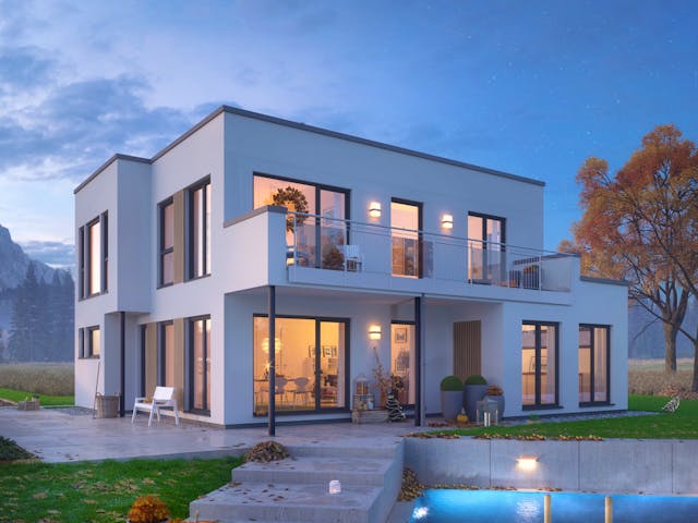 Fertighaus EVOLUTION 152 V7 von Bien-Zenker Schlüsselfertig ab 437013€, Cubushaus Außenansicht 2