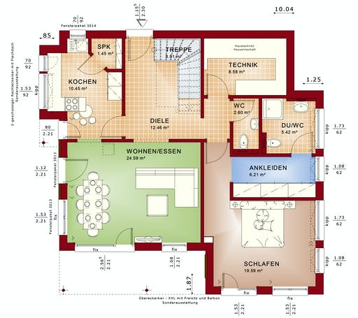 Fertighaus EVOLUTION 152 V7 von Bien-Zenker Schlüsselfertig ab 326775€, Cubushaus Grundriss 1