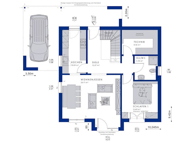 Fertighaus EVOLUTION 152 V5 von Bien-Zenker Schlüsselfertig ab 391394€, Satteldach-Klassiker Grundriss 1 Fertighaus EVOLUTION 152 V5 von Bien-Zenker Schlüsselfertig ab 391394€, Satteldach-Klassiker Grundriss 1