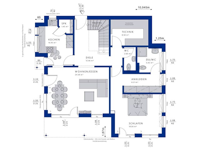 Fertighaus EVOLUTION 152 V7 von Bien-Zenker Schlüsselfertig ab 437013€, Cubushaus Grundriss 1