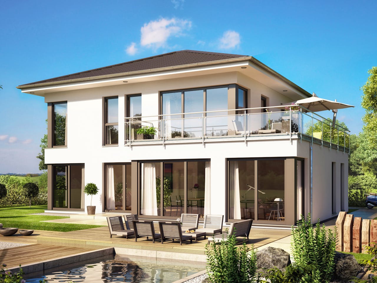 Fertighaus EVOLUTION 154 V4 von Bien-Zenker Schlüsselfertig ab 422522€, Stadtvilla Außenansicht 1