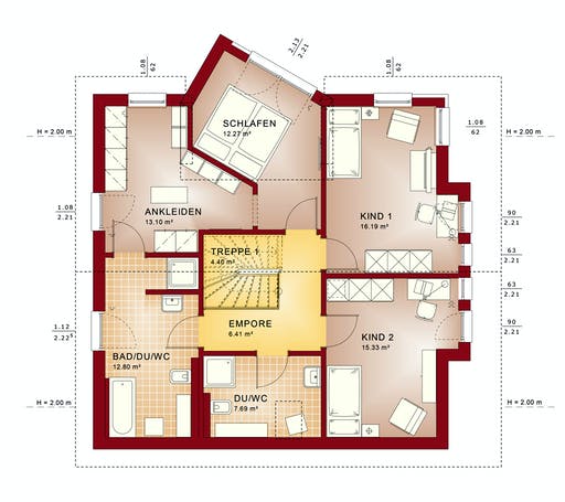 Fertighaus EVOLUTION 161 V3 von Bien-Zenker Schlüsselfertig ab 321232€, Satteldach-Klassiker Grundriss 2