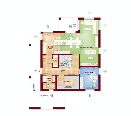 Fertighaus EVOLUTION 161 V4 von Bien-Zenker Schlüsselfertig ab 321232€, Satteldach-Klassiker Grundriss 1