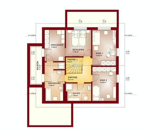 Fertighaus EVOLUTION 161 V4 von Bien-Zenker Schlüsselfertig ab 321232€, Satteldach-Klassiker Grundriss 2