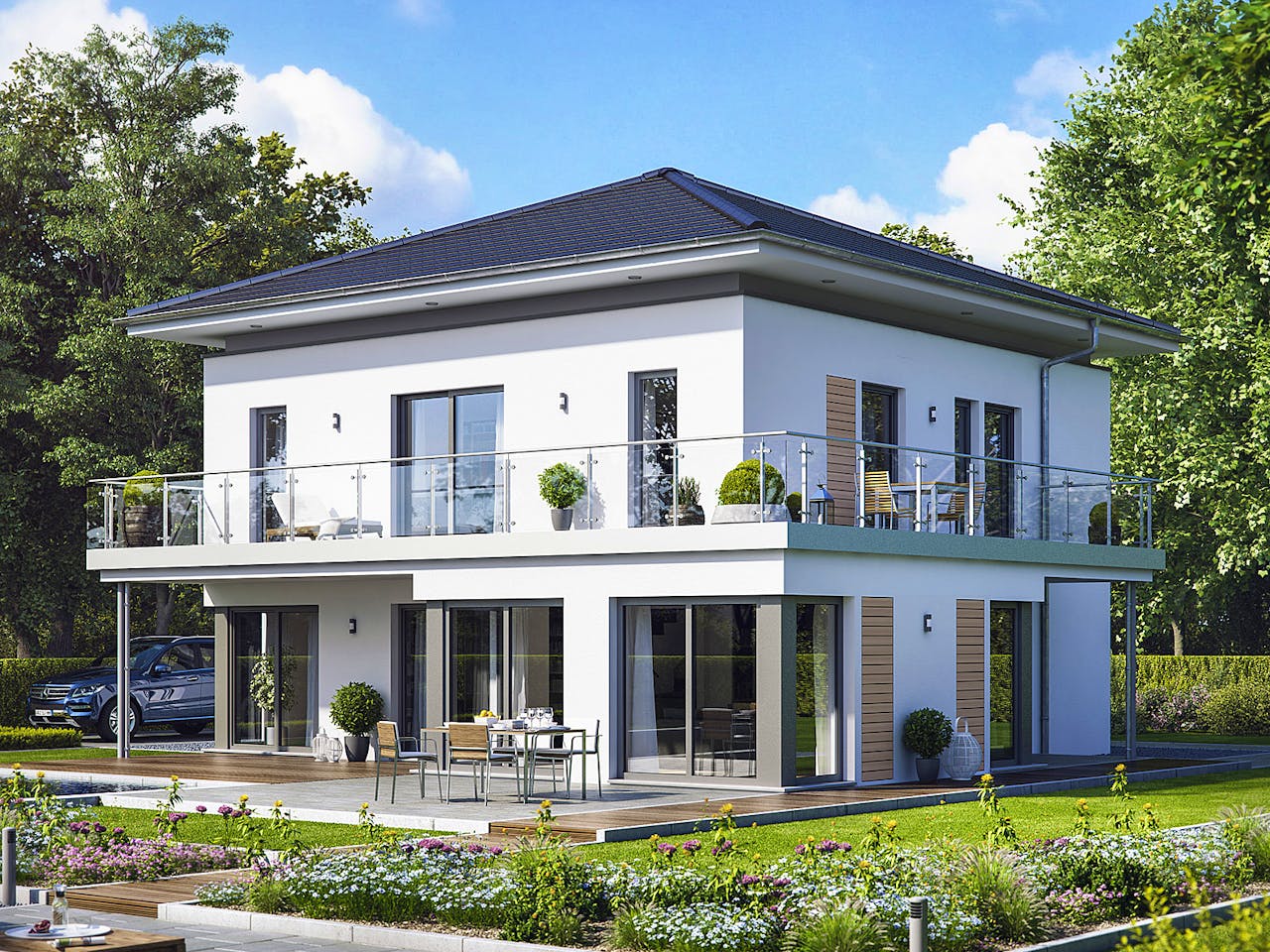 Fertighaus EVOLUTION 161 V5 von Bien-Zenker Schlüsselfertig ab 448384€, Stadtvilla Außenansicht 1