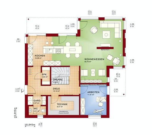 Fertighaus EVOLUTION 161 V5 von Bien-Zenker Schlüsselfertig ab 349243€, Stadtvilla Grundriss 1