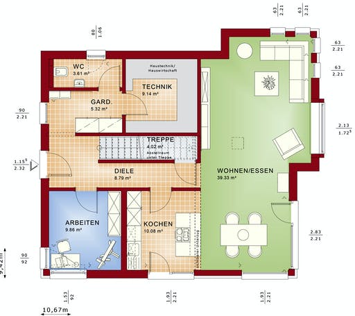 Fertighaus EVOLUTION 162 V2 von Bien-Zenker Schlüsselfertig ab 323582€, Satteldach-Klassiker Grundriss 1