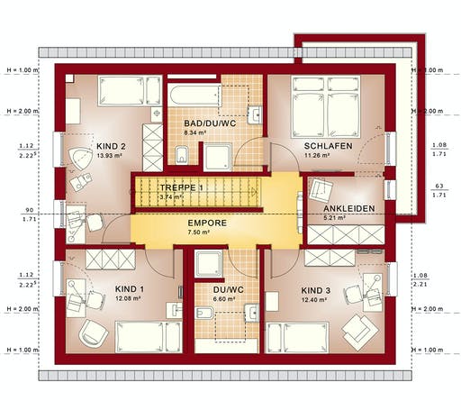Fertighaus EVOLUTION 162 V2 von Bien-Zenker Schlüsselfertig ab 323582€, Satteldach-Klassiker Grundriss 2