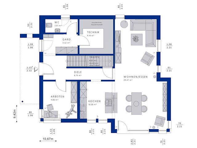 Fertighaus EVOLUTION 162 V3 von Bien-Zenker Schlüsselfertig ab 418006€, Satteldach-Klassiker Grundriss 1