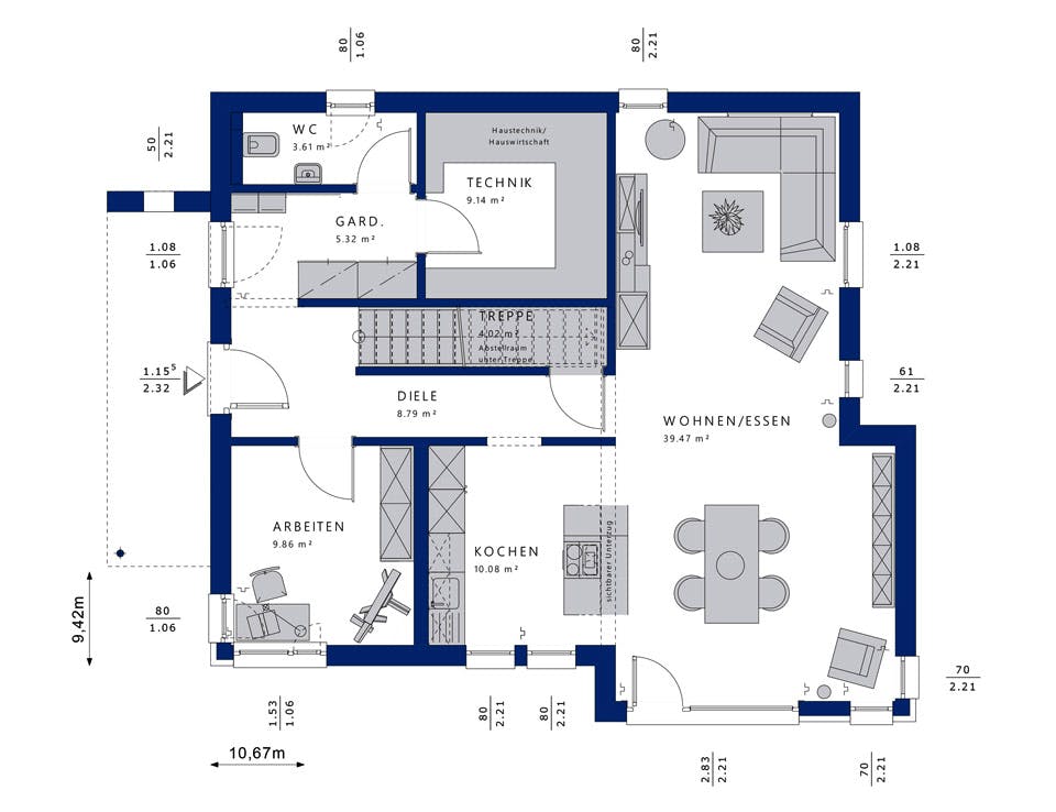 Fertighaus EVOLUTION 162 V3 von Bien-Zenker Schlüsselfertig ab 351897€, Satteldach-Klassiker Grundriss 1