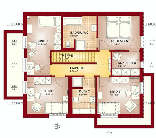 Fertighaus EVOLUTION 162 V3 von Bien-Zenker Schlüsselfertig ab 323485€, Satteldach-Klassiker Grundriss 2