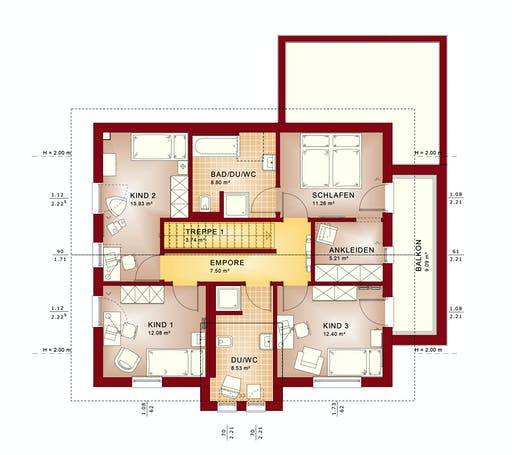 Fertighaus EVOLUTION 162 V4 von Bien-Zenker Schlüsselfertig ab 323485€, Satteldach-Klassiker Grundriss 2