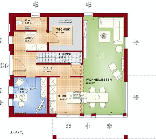 Fertighaus EVOLUTION 162 V5 von Bien-Zenker Schlüsselfertig ab 353487€, Stadtvilla Grundriss 1