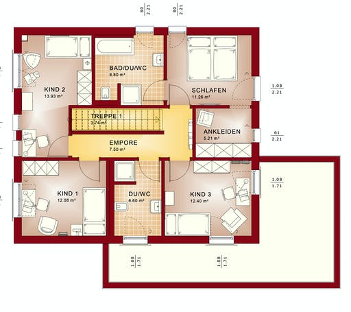 Fertighaus EVOLUTION 162 V5 von Bien-Zenker Schlüsselfertig ab 353487€, Stadtvilla Grundriss 2