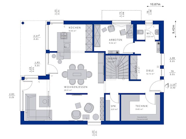 Fertighaus EVOLUTION 163 V5 von Bien-Zenker Schlüsselfertig ab 418037€, Cubushaus Grundriss 1