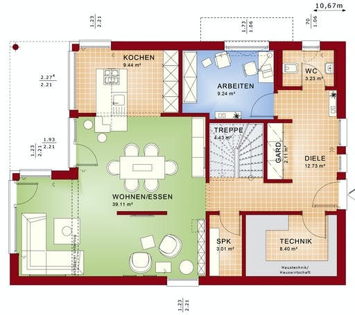 Fertighaus EVOLUTION 163 V5 von Bien-Zenker Schlüsselfertig ab 366244€, Cubushaus Grundriss 1