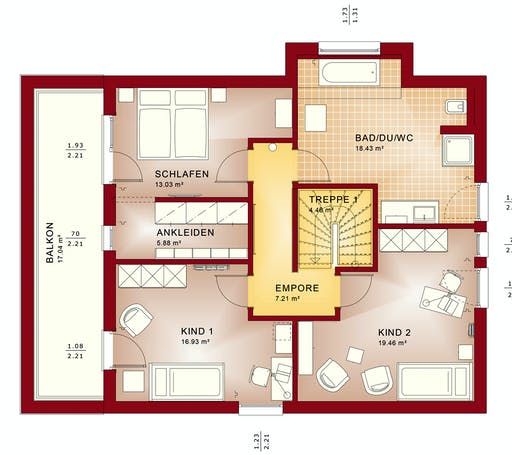 Fertighaus EVOLUTION 163 V5 von Bien-Zenker Schlüsselfertig ab 366244€, Cubushaus Grundriss 2