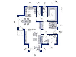 Fertighaus EVOLUTION 164 V3 von Bien-Zenker Schlüsselfertig ab 416646€, Satteldach-Klassiker Grundriss 1