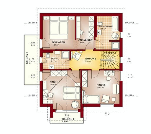 Fertighaus EVOLUTION 164 V3 von Bien-Zenker Schlüsselfertig ab 322398€, Satteldach-Klassiker Grundriss 2